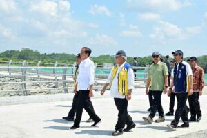 Presiden RI Joko Widodo saat hadir di Bendungan Sepaku Semoi