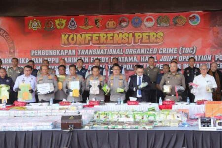 Jumpa pers pengungkapan kasus TPPU kasus narkoba, Jakarta Selatan (foto: Dok Humas Polri)