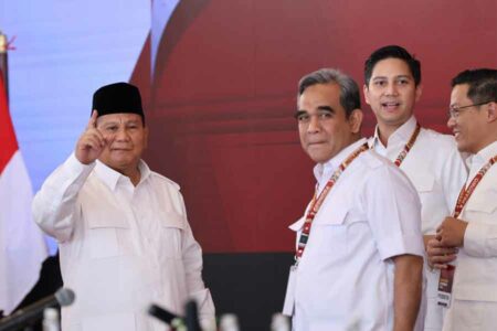 Prabowo Subianto saat menghadiri Rapimnas Partai Gerindra