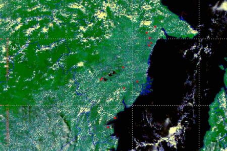Potensi terjadinya kebakaran hutan dan lahan dapat teramati dengan citra satelit Himawari-9 dengan menggunakan data suhu kecerahan kanal infrared untuk filtering awan, serta menentukan anomali suhu panas yang menunjukkan potensi terjadi kebakaran hutan