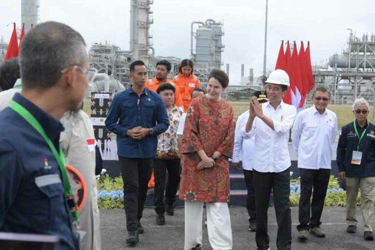 Presiden Joko Widodo saat meresmikan Proyek Strategis Nasional (PSN) Tangguh Train 3, di Kabupaten Teluk Bintuni, Provinsi Papua Barat (foto: BPMI Setpres)