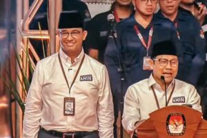 Pasangan Anies Baswedan dan Muhaimin Iskandar usai penentuan nomor urut di Pilpres 2024