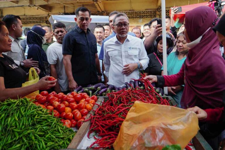 Mendag Zulkifli Hasan meninjau harga barang kebutuhan pokok di Pasar Pagi Tos 3000, Batam, Kepulauan Riau (foto: Dok PDSI Kemendag RI)