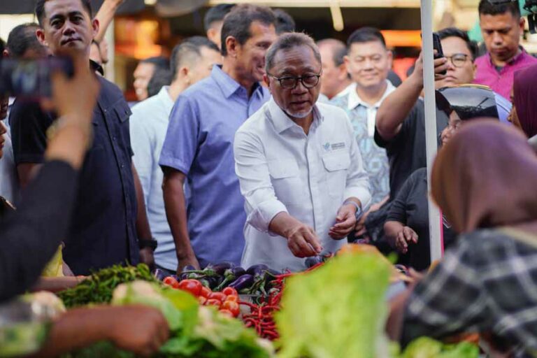 Mendag Zulkifli Hasan meninjau harga barang kebutuhan pokok di Pasar Pagi Tos 3000, Batam, Kepulauan Riau (foto: Dok PDSI Kemendag RI)