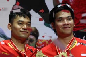 Presiden Jokowi Ucapkan Selamat atas Kemenangan Leo dan Daniel di Indonesia Masters 2024 Pasangan ganda putra Indonesia, Leo Rolly Carnando dan Daniel Marthin (foto: Dok PBSI)