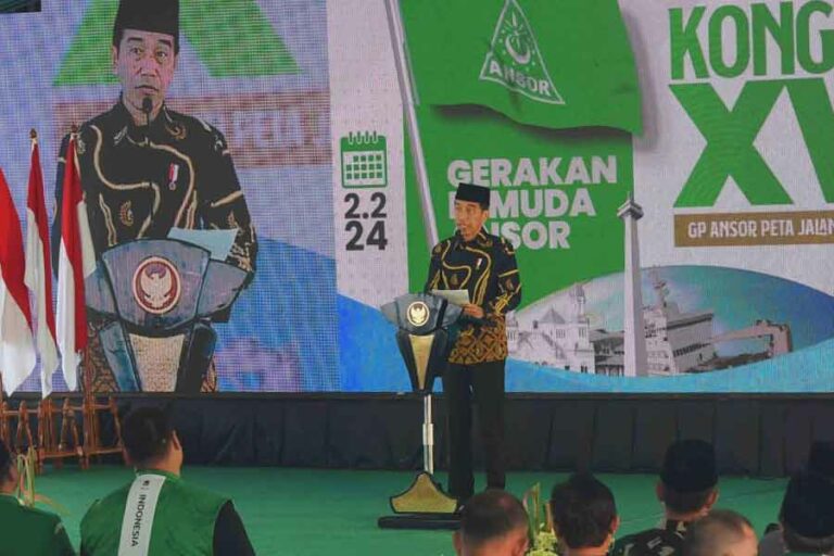 Presiden Jokowi saat membuka Kongres XVI GP Ansor di Jakarta Utara (foto: Dok Humas Setkab)