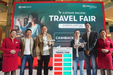 Pembukaan Cathay Pacific Travel Fair 2024 di Gandaria City, Jakarta, Kamis (29/2/2024).