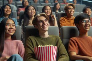 Ilustrasi sejumlah remaja sedang nonton film bersama (fok pilar.id)