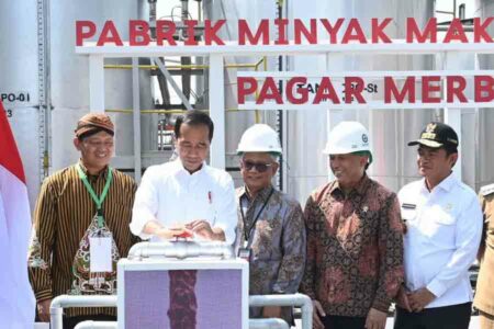 Presiden Jokowi saat meresmikan pabrik percontohan minyak makan merah Pagar Merbau di Kabupaten Deli Serdang, Provinsi Sumatra Utara (foto: Dok BPMI Setpres)