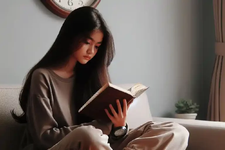 Ilustrasi kegiatan positif dengan membaca buku
