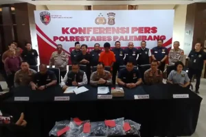 Konferensi pers Polrestabes Palembang terkait kasus pembunuhan berencana yang terjadi di Kota Palembang (foto: Dok Humas Polri)