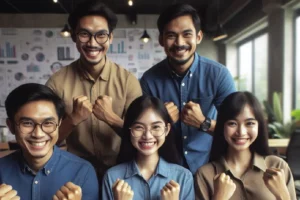 Ilustrasi gen Z di ruang kerja kreatif