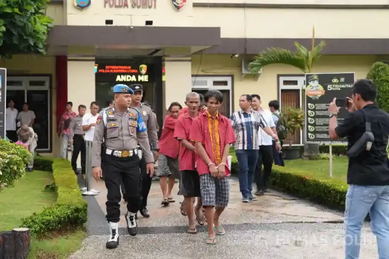 Polisi Bongkar Sindikat Pencurian Sawit di Lahan PTPN IV, Kerugian Capai Rp100 Miliar Pelaku pencurian sawit di Polda Sumut (foto: Dok Humas Polri)
