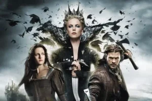 Kristen Stewart, Charlize Theron, dan Chris Hemsworth dalam Snow White and the Huntsman (2012)