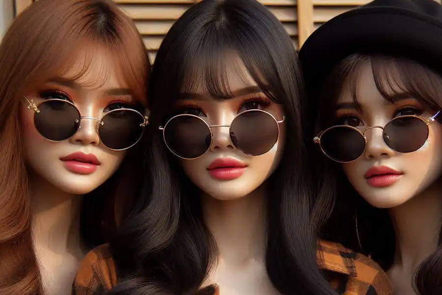 Ilsutrasi penggunaan kacamata hitam untuk mendukung gaya