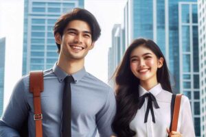 Ilustrasi pasangan satu kantor