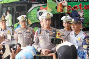 Polres Ponorogo Larang Penggunaan Knalpot Brong Saat Kampanye Pilkada 2024 Kasatlantas Polres Ponorogo AKP Bayu Pratama Sudirno saat memberikan penjelasan di depan awak media