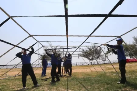 Tagana Surabaya Gelar Pelatihan Mitigasi Bencana, Manfaatnya Diharap Sampai ke Sekolah Pelatihan peningkatan kemampuan mitigasi bencana Taruna Siaga Bencana atau Tagana Kota Surabaya