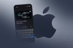 Ilustrasi Gemini dan iPhone