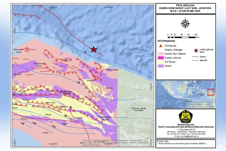 Gempa M4,8 mengguncang wilayah barat laut Jayapura pada 29 Mei 2025