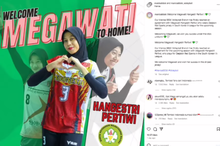 Megawati Hangestri Gabung Klub Turki Manisa BBSK, Fans Indonesia: Kami Selalu Mendukungmu! Tangkapan layar ucapan selamat datang untuk Megawati Hangestri Pertiwi (sumber: instagram @manisabbsk)