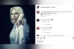 Lady Gaga Tampil Perdana sebagai Rosaline Rotwood di Wednesday Season 2, Netflix Bocorkan Foto Eksklusif Tangkapan layar penampilan Lady Gaga di Wednesday Season 2, yang muncul di akun instagram @wednesdaynetflix