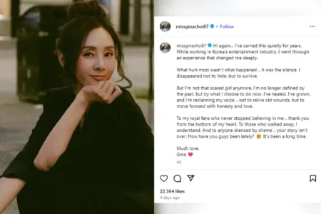 Setelah 9 Tahun, G.NA Kembali Sapa Penggemar dengan Pesan Menyentuh di Instagram G.NA dan catatan kecilnya untuk pengemar, yang sekaligus menandai kebangkitannya (sumber: instagram @missginachoi87)