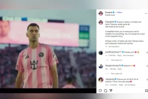 Sergio Busquets Umumkan Pensiun Usai Musim 2025 Bersama Inter Miami Tangkapan layar postingan Sergio Busquets di akun instagramnya @5sergiob. "Terima kasih yang tulus untuk semuanya, dan untuk sepak bola, atas segalanya," tulis Sergio