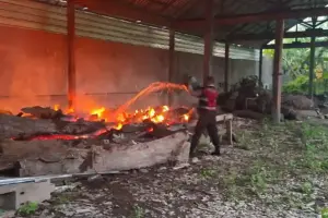 Kebakaran melanda bekas gudang Museum Gunarsa di Banjarangkan, Klungkung. Polisi pastikan tidak ada korban jiwa dan api berhasil dipadamkan.